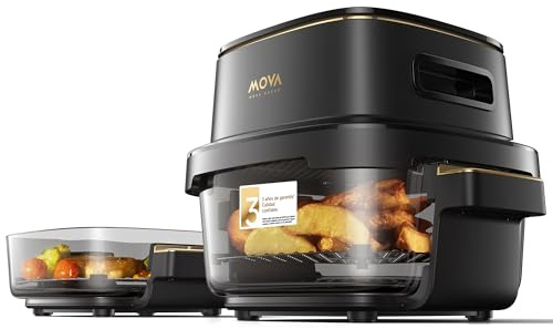 MOVA Aeroglass AF20 Pro Freidora De Aire Sin Aceite | doble capacidad 4L+2,5L, recipiente vidrio, motor sin escobillas, 8 recetas inteligentes, control 40℃-185℃.