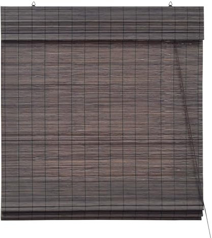Victoria M. Bambus Raffrollo Sonnenschutz Sichtschutz Rollo Seitenzugrollo, für Fenster und Türen, Blickdicht, 70 x 160 cm, Dunkelbraun