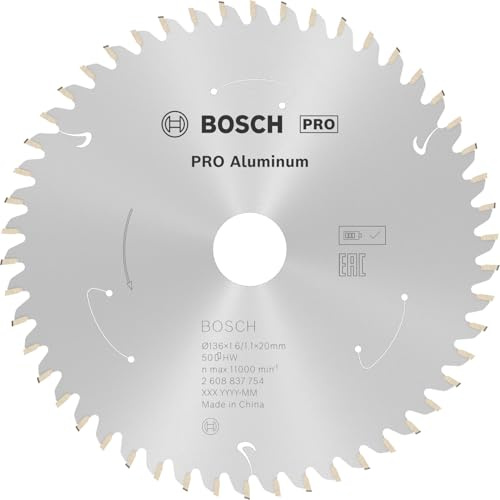 Bosch 1x PRO Aluminium cordless Kreissägeblatt, 136 x 1,6 x 20 mm | für Aluminium, Nichteisenmetalle, Ø 136 mm, Professional Zubehör Akku-Handkreissägen