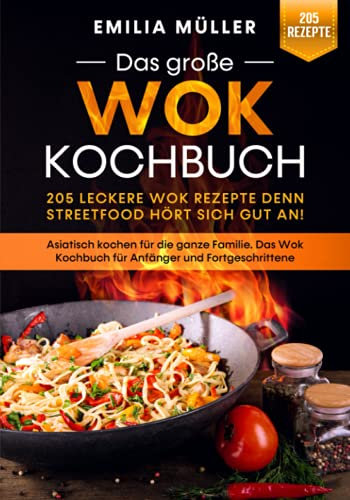 Das große Wok Kochbuch – 205 leckere Wok Rezepte denn Streetfood hört sich gut an!: Asiatisch kochen für die ganze Familie. Das Wok Kochbuch für Anfänger und Fortgeschrittene