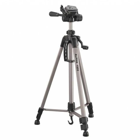 CULLMANN - 52118 - Alpha 1800 Stativ Mobile m. Smartphonehalter - Auszugshöhe 140 cm - Packmaß 56 cm - mit 3-Wege-Kopf - max. Tragkraft 2 kg - Gewicht 900 g - Silber