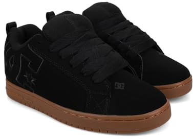DC Court Graffik Casual Low Top Skate Shoe Sneaker, Scarpe da Skateboard Uomo, Gomma Nera Nera, 39 EU