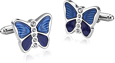 Whoiy Geburtstags Geschenke für Mädchen, Manschettenknöpfe Witzig Edelstahl Schmetterling Zirkonia für Männer Smokinghemd Kostenlos Gravieren