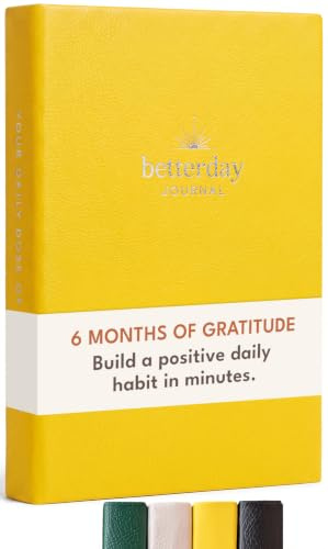Betterday Studio Tacksamhetsdagbok, mindfulness dagbok, tacksamhetsbok, vardagsjournal, självvård, välbefinnande bok (solskgul)