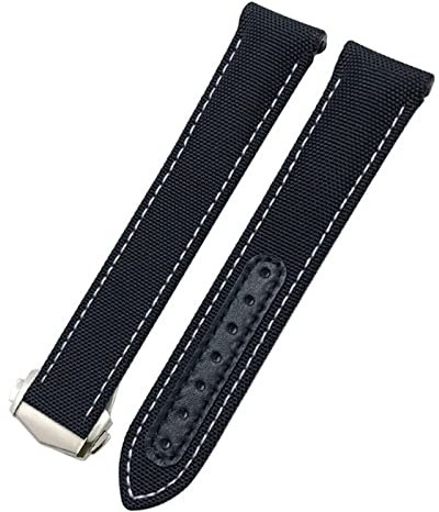 BONOOL 19 mm 20 mm 21 mm Canvas-Leder-Armband für Omega Seamaster 300 Speedmaster AT150 Planet Ocean Seiko Nylon-Uhrenarmband