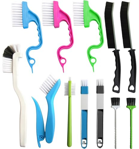 12Pcs Small Cleaning Brush, Crevice Gap Cleaning Brush,Door Window Track Groove Corner Crevice Cleaning Brushes for Cleaning Window Grooves/Bathroom/Toilet Corner/Kitchen/Faucet/Sink/Keyboards