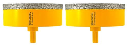 HIGHDRIL 2Pcs Diamond Core Drill Bit - Diameter 100mm Vacuum Brazed Hole Saw for Ceramic Tile Granite Marble Glass Porcelain Masonry Brick,Triangle Shanks