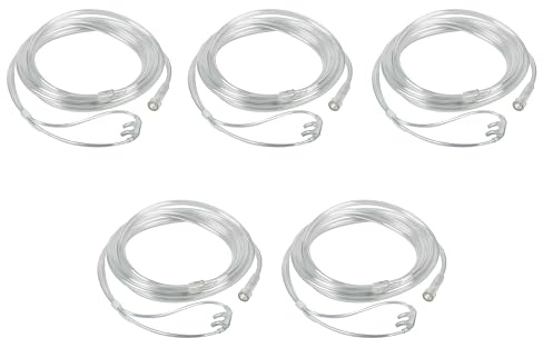 7 Foot Oxygen Nasal Cannula - 5 Pack Soft Fit Cannulas for Oxygen - Standard Kink Resistant Lightweight Oxygen Tubing Cannula