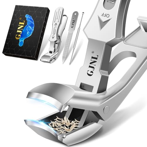 Nail Clippers for Thick Nails, Ergonomic Angled Toe Nail Clippers for Seniors with Wide Jaw, Large Sharp Heavy Duty Toenail Clippers Fingernail Clipper Cutter with Catcher, Novelty Gifts for Men Women