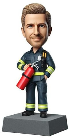 mydedor Individuelle Wackelkopf-Figur, Feuerwehrmann, benutzerdefinierter Wackelkopf, personalisiertes Skulptur-Geschenk