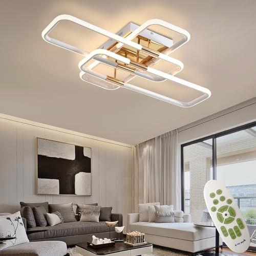 AHRHSM LED-Deckenlampe Deckenleuchte-Dimmbar Weiß Modern-Wohnzimmerlampe mit Fernbedienung Rechteckige - 54W, für Schlafzimmer Wohnzimmer Arbeitszimmer