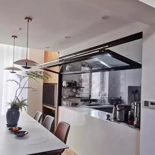 Elitix Fenster Schiebefenster für Restaurants mit Gehärtetem Glas, Hausgaragen-/Schuppen-/Kellerfenster für Café/Blumenladen, Aluminium-Servierfenster für Geschäftsküche(30x28/76x71cm)