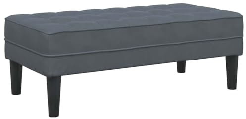 vidaXL Banco Tapizado Gris Oscuro de de 113 cm | Comodidad de Espuma Duradera, Diseño Moderno Sala, Asientos Estilosos para 2 Personas, Ottomán de Tela, Consola Minimalista para el