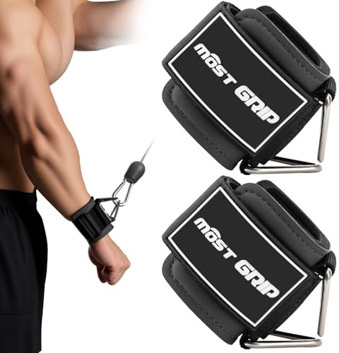 Wrist Cuffs with D-Ring, Wrist Wraps for Weightlifting with Neoprene Padding, Wrist Straps for Cable Machines
