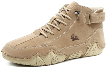 AONEGOLD Barfotaskor vinter män kvinnor bekväma ergonomiska ankelstövlar halkfria vattentäta vandringsskor utomhus varma fodrade barfota skor Magic Sticker Sneaker storlek 36–48, C7001 Khaki, 46 EU