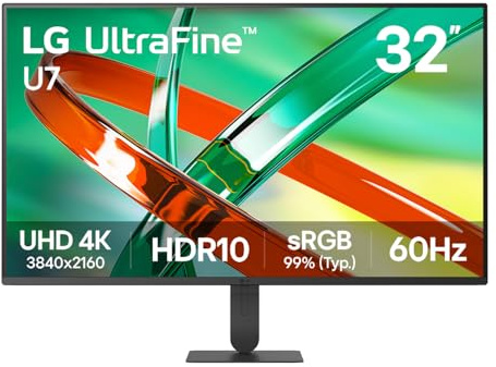 LG UltraFine™ U7 32U700B-B 32 inch UHD 4K Monitor for Hybrid Work & Creative Productivity | HDR10, sRGB 99%, LG Switch, 3‑Side Borderless, HDMI, DP, Tilt & Height Adjustable Stand