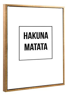 Bildershop-24 Schattenfugenrahmen Set Lemgo Blattgold mit Keilrahmen Leinwand Bild Druck Motiv: Hakuna Matata 50x70cm