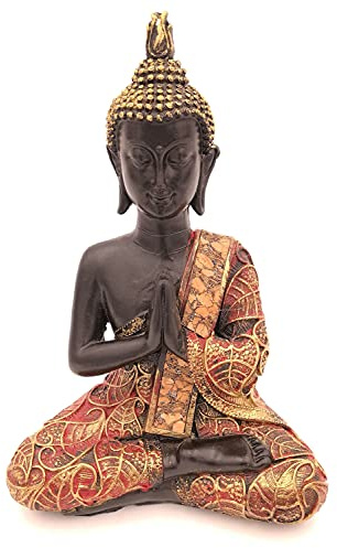 G.W. Buddha-Figur betend sitzend, 21 cm in schwarz Gold, Deko-Artikel für Wohnung & Haus, Buddha-Skulptur, Wohnaccessoire
