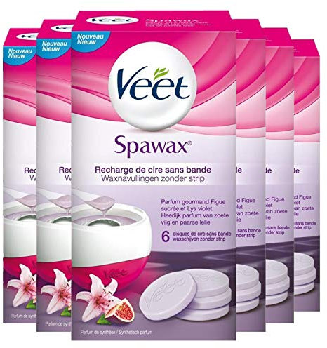 Veet Ersatzwachsscheiben 6er Pack für elektrisches Warmwachs-Set für langanhaltende Haarentfernung für seidig glatte Haut Spawax Warmwachsscheiben 6x6 Stück