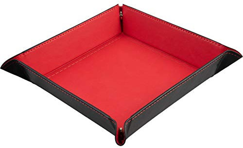 shibby Faltbare Würfelschale Würfelunterlage aus Kunstleder in rot-22 x 22cm