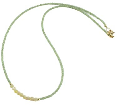 Grüne Cyanit Kette mit Welo Opal Edelstein Collier mit 925 Silber vergoldet