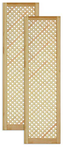Gittertür Holztür natur 140,6 x 39,4 cm Schranktür Raumteiler Schiebetür für Regale, Schränke, Möbel | Kiefer Holz unbehandelt | Doppel-Paket 2-er Pack