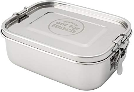 Pioneer Out For Lunch 800ml Stainless Steel Lunch Box, Leakproof, Oven Safe, Bento Style, With Spork and Straw