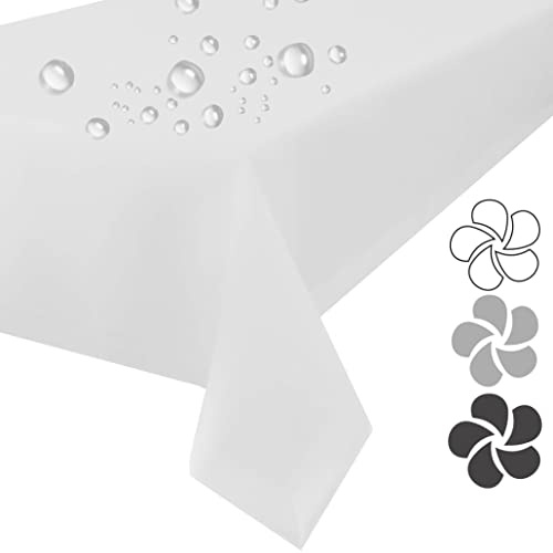 Tischdecke abwaschbar 90x90 Weiß – 250 g/m² Lotuseffekt, Oeko-TEX | Für Familienessen, Festtafel und geschützten Gartentisch, Flecken zügig aufnehmen, waschbar bei 40 °C, aus Polen/EU