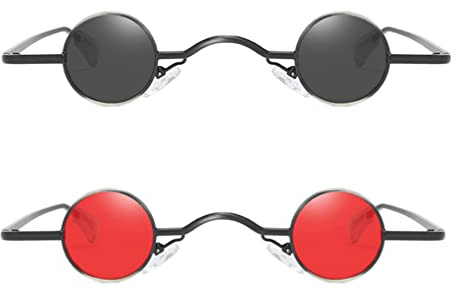 SOIMISS 2Pcs Kleine Runde Sonnenbrille Retro Sonnenbrille Polarisierter Kreis Sonnenbrillen für Frauen Männer