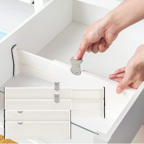 BillyBath Schubladenteiler Organizers, schubladentrenner verstellbar, 2er-Set Separatoren für kleideraufbewahrung aus mesh, Kommode, Badezimmer,Küchenspeicher, Schrank, Büro, Weiß