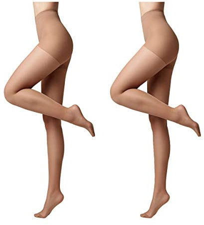 Conte elegant modellierende Damenstrumpfhose 2er Pack - ACTIVE 40 DEN - Stimuliert die Blutzirkulation formende Feinstrumpfhose Damen Strumpfhose - Farbe Natural Größe 6