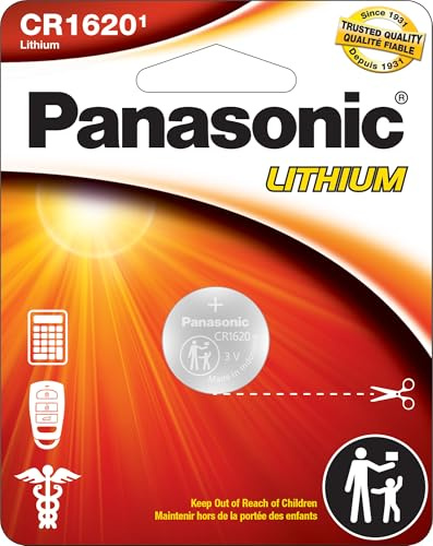 Panasonic CR1620 3,0 Volt langlebige Lithium-Knopfzelle in kindersicherer, standardbasierter Verpackung, 1 Batterie