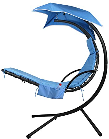 Outdoor Hanging Lounge Chair Replacement Cushion Cover and Umbrella Fabric, Made for Patio Curved Chaise Hammock Floating Swing Chair Pads, Waterproof Soft Fabric (Cushion Not Included), Blue