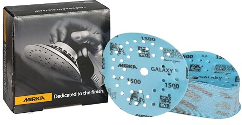 Mirka papel de lija Galaxy 125 mm cierre adhesivo grano 1500 | Papel de lija para resina epoxi madera 1500 grano cierre adhesivo 50 uds discos abrasivos alta durabilidad