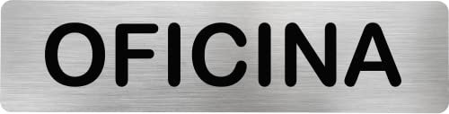 Becral® - Señal de acero inoxidable OFICINA | Placa puerta INOX | Señal informativa | Cartel Puerta 200X50mm