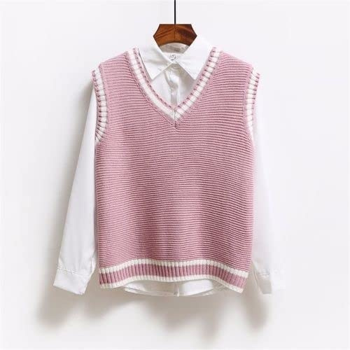 NJUDE Style coréen Mode Femmes Pull Gilet sans Manches Col V Pull Tricoté Femme Printemps Automne Pull Top Tricot Vêtements d'extérieur