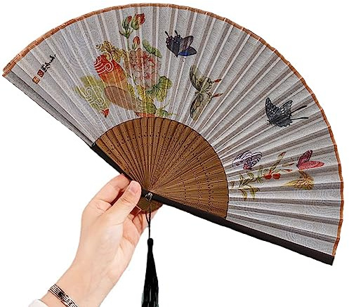 JAHEMU Faltbare Fächer Handfächer mit Schmetterling Blumen folding fans Bambus für Damen Herren Hochzeit Geschenk Party Kostüm