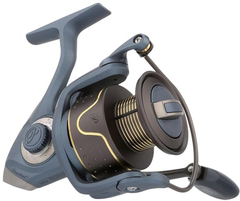 Pflueger President spinnfiskerulle, storlek 40, kullager i 10 rostfritt stål, förseglad oljefilt, främre drag, lätt grafitkonstruktion