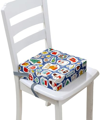 FANSU Kinder Sitzkissen Sitzerhöhung Stuhl, Weihnachten Baby Kind Sitzkissen Karikatur Quadrat Zerlegbar Kleinkinder Esszimmerstuhl ErhöHen Pad Esszimmer Boostersitze (40x40x10cm,Blau)