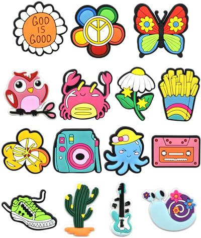 ZAMXHUG Adornos de Zapatos - 15 Piezas Adornos de Sandalias de Zueco, de PVC, Lindos, Accesorios de Bricolaje, Regalos cumpleaños niños，Pins para Crocs