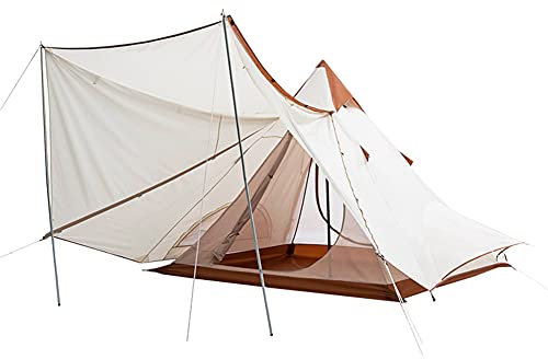 SSLW Familien-Campingzelt Großes Doppelschicht-Pyramiden-Tipi-Zelt Camping Mongolisches Jurtenzelt für Picknick, Festival
