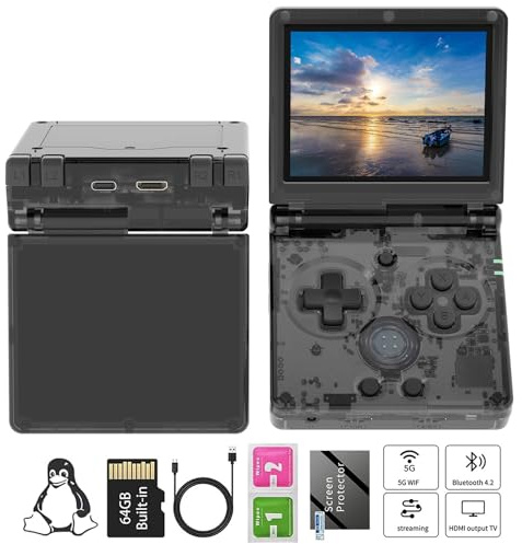 ANBERNIC RG35XXSP - Console di gioco portatile retrò, a conchiglia, IPS da | Sistema Linux, Processore H700, 30+ Emulatori, Magnetico Open-to-Wake, WiFi, Bluetooth, Batteria 3300mAh