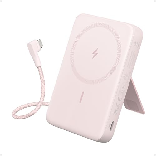 Anker Zolo Batterie Externe magnétique 10 000 mAh 30 W | Câble USB-C intégré et support ajustable, pour iPhone séries 15/14, AirPods, et bien plus