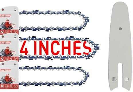 FuGuiB 4 Pollici Catena Motosega Confezione Da 3 E 1 Barra Della Motosega,1/4LP 1,1 mm 28 maglie 10 cm Catene Per Motosega,Catena Di Ricambio Per Minisega, Compatibile con Stihl GTA 26 36700000028