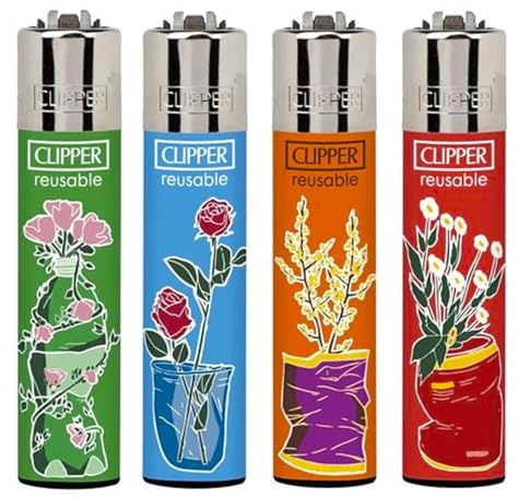 Clipper® 4er Set Rethink Reuse Feuerzeuge + 1 Sticker High Zombie