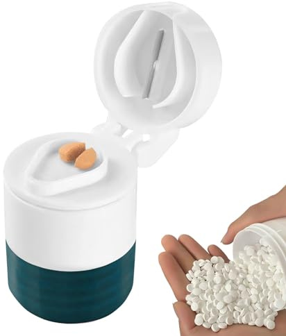 Divisore Per Compresse, Tagliapillole Con Vano Portaoggetti | Divisore Portatile Per Pillole Per Compresse Piccole E Grandi, Contenitore Per Pillole Tagliapillole Con Lame Affilate Da Via