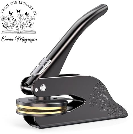 FolHaoth Personalisierter Prägestempel Personalisiert Book embosser Prägestempel mit Eigenem Logo Design Personalisierte Prägezange für Papier Buchstempel für Bibliothek Hochzeitseinladung Notarsiegel