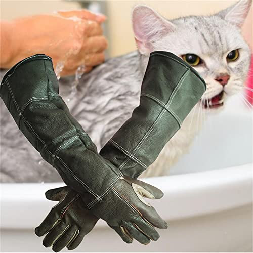 Anti-Biss-Haustierhandschuhe - Leder Schutzhandschuhe für Katzen und Hunde, wasserdichte und flexible Tierpflege-Handschuhe, kratzfest, ideal zum Handhaben, Füttern und