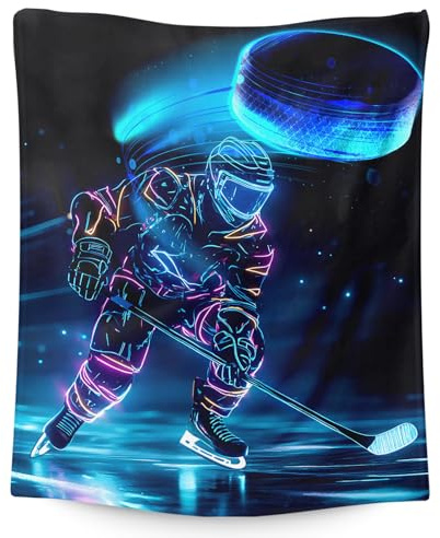 Wedinosaurnes Ice Hockey Blanket, Kids Blankets for Boys, 60 x 50 Inches Throws for Adults, Gift for Hockey Lovers, Warm Cozy Throw for Living Room, Bed, Sofa, Office, Puck Club