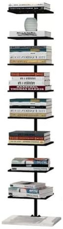 Moderner Bücherturm mit Metallrücken und 6/8 Ebenen, Bodenart, unsichtbare Bucheckaufhängung, einfaches Bücherregal für Wohnzimmer, Zuhause, Büro, Arbeitszimmer, schwarz, 35 x 28 x 150 cm